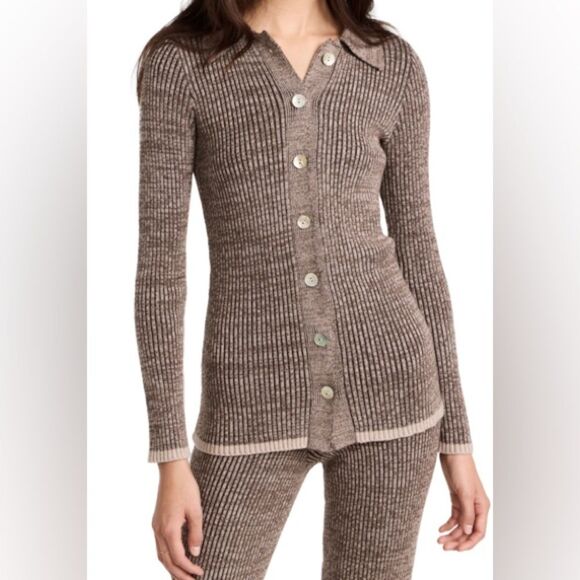 Rails Rory Sweater in Brown Multi Luxury Women’s Cardigan Ribbed Silk Blend S - Picture 4 of 11